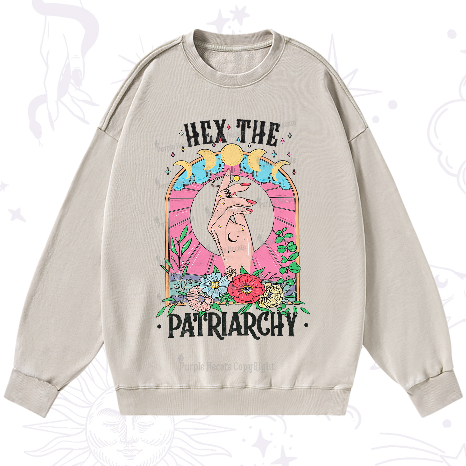 Purplehecate Hex The Patriarchy Washed Sweatshirt