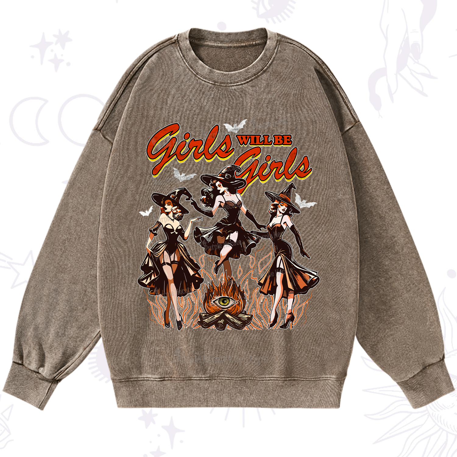 Purplehecate Girls Will Be Girls Washed Sweatshirt