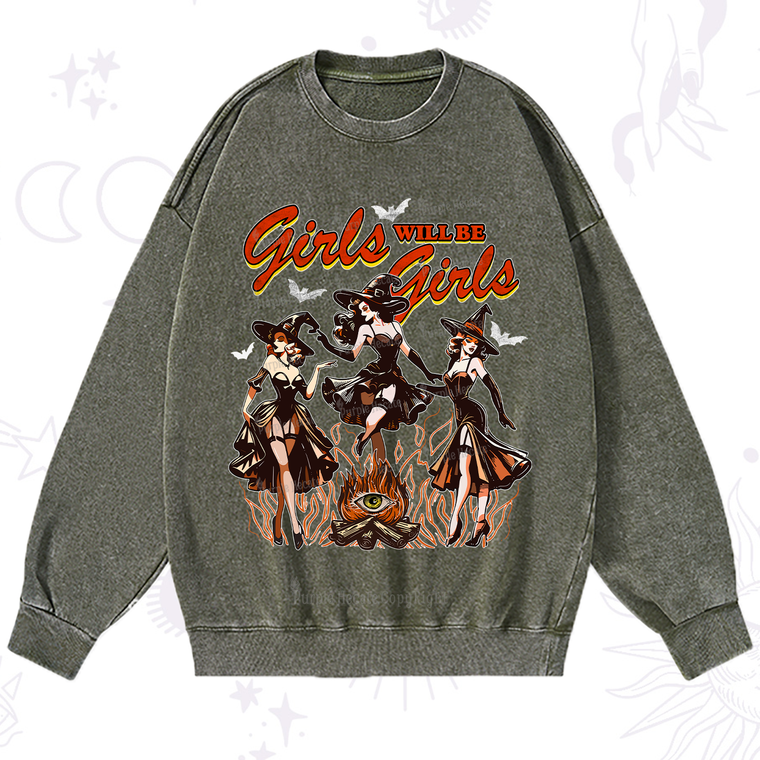 Purplehecate Girls Will Be Girls Washed Sweatshirt