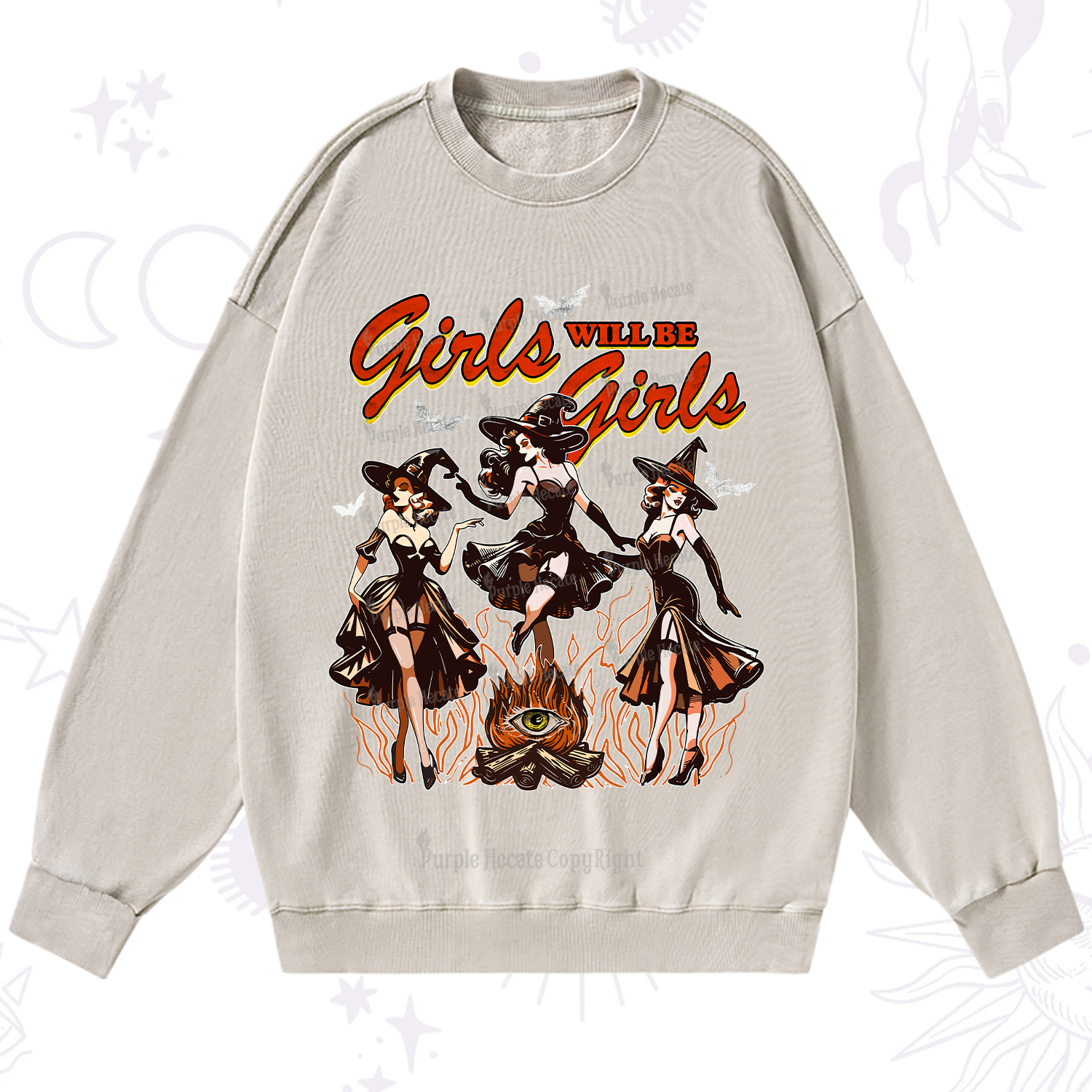 Purplehecate Girls Will Be Girls Washed Sweatshirt