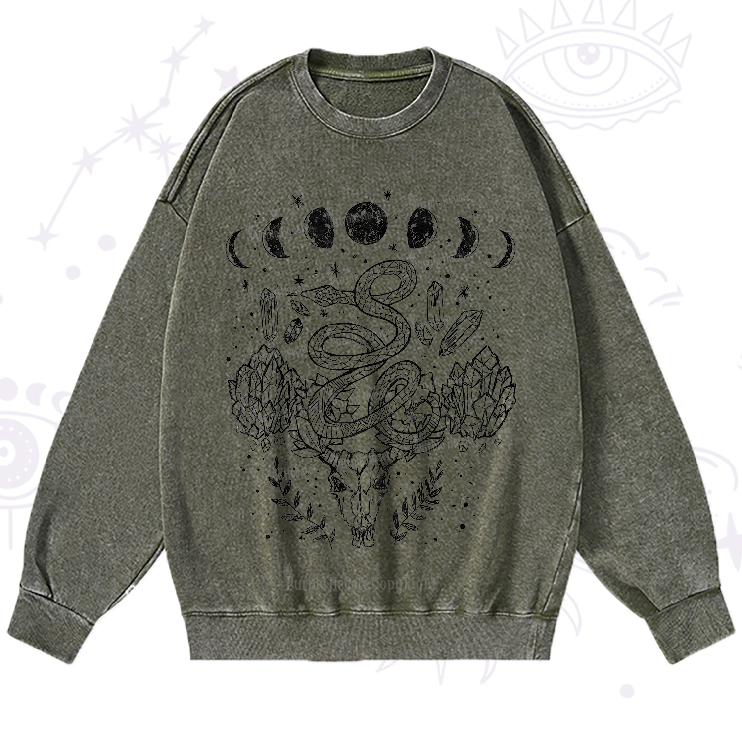 Purplehecate Crystals Witchy Washed Sweatshirt