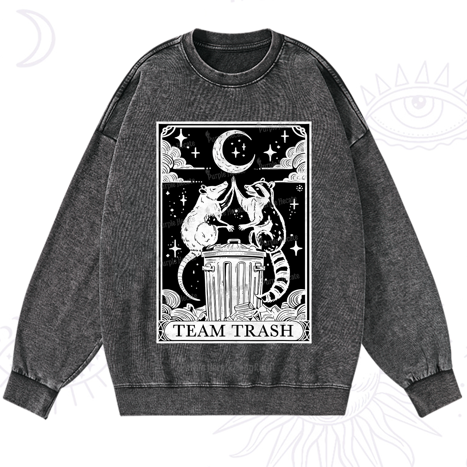 Purplehecate The Team Trash Tarot Washed Sweatshirt