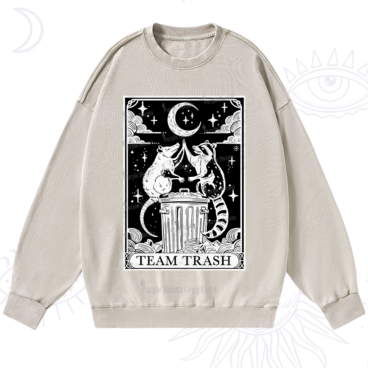 Purplehecate The Team Trash Tarot Washed Sweatshirt