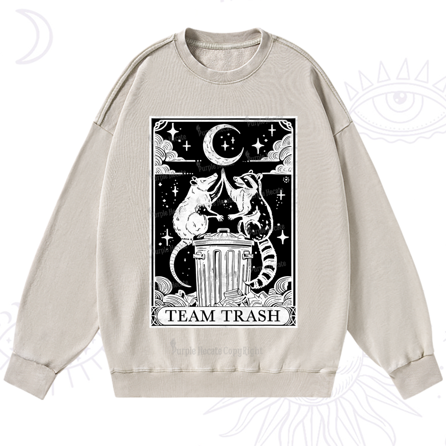 Purplehecate The Team Trash Tarot Washed Sweatshirt