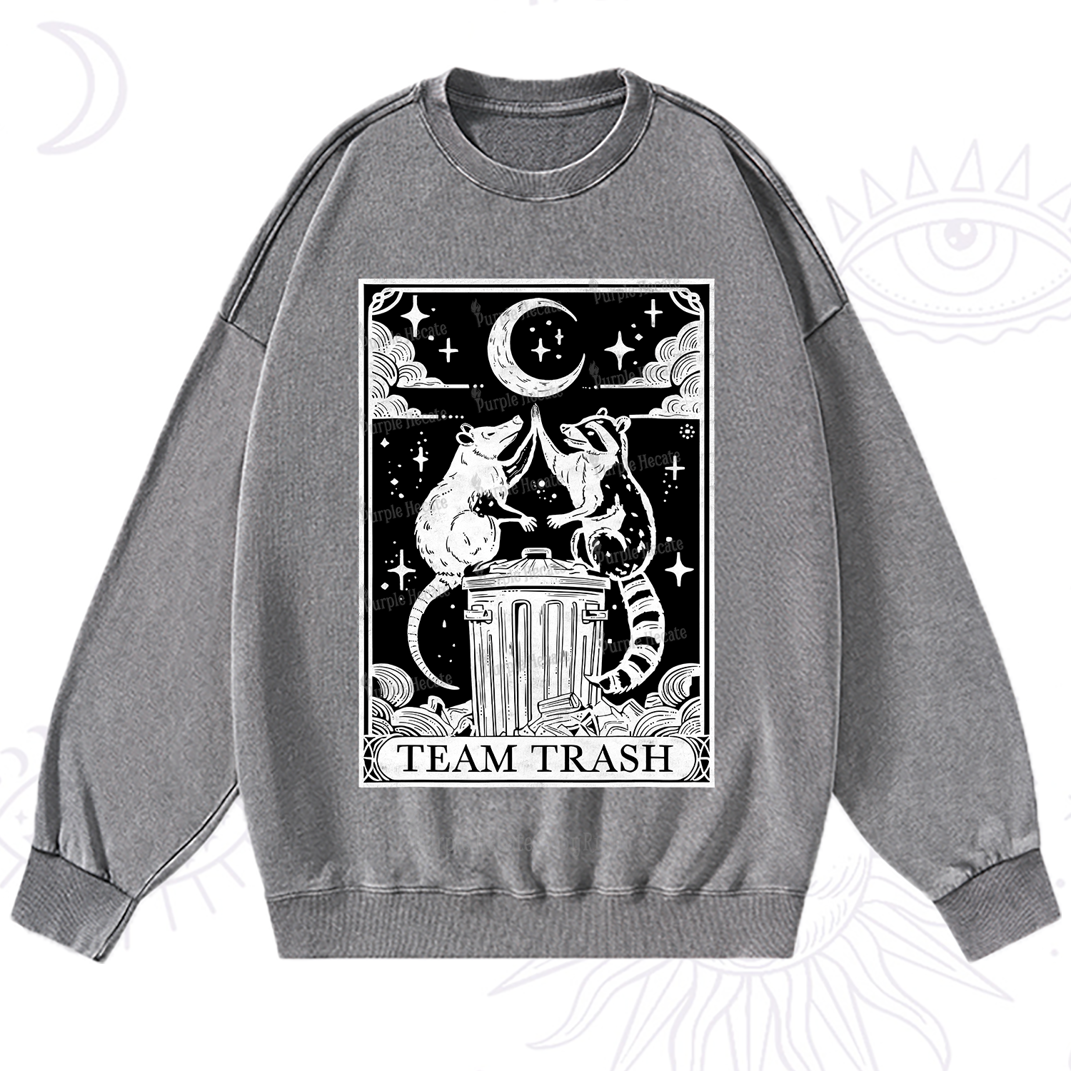 Purplehecate The Team Trash Tarot Washed Sweatshirt