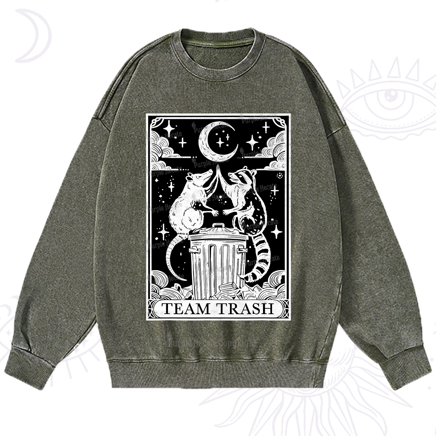 Purplehecate The Team Trash Tarot Washed Sweatshirt