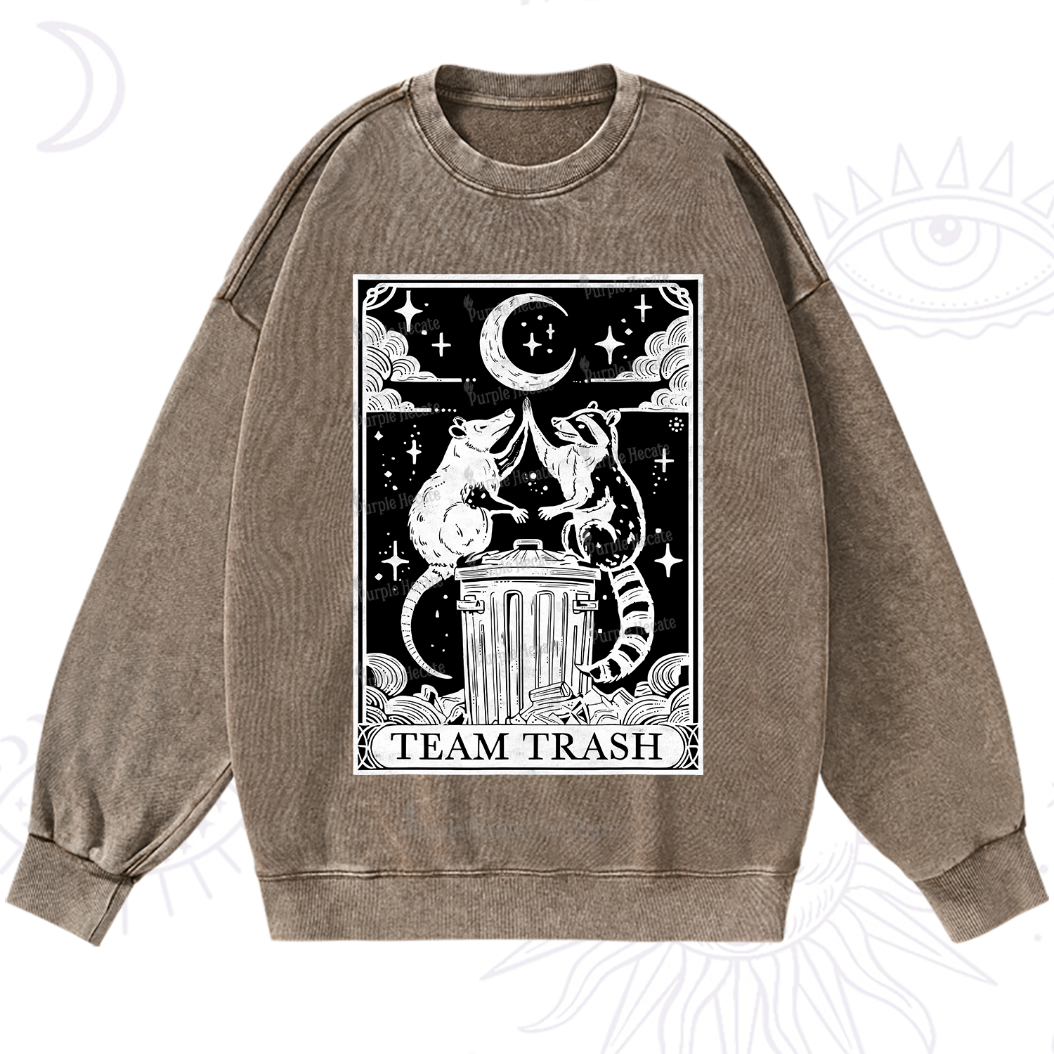 Purplehecate The Team Trash Tarot Washed Sweatshirt