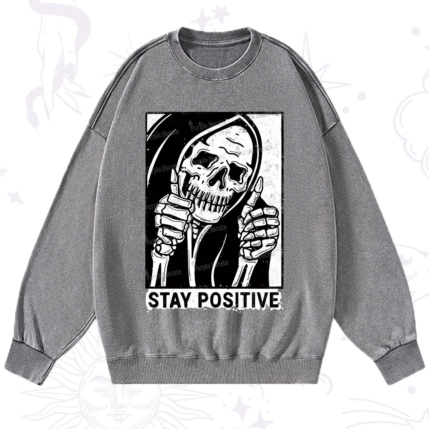 Purplehecate Stay Positive Washed Sweatshirt