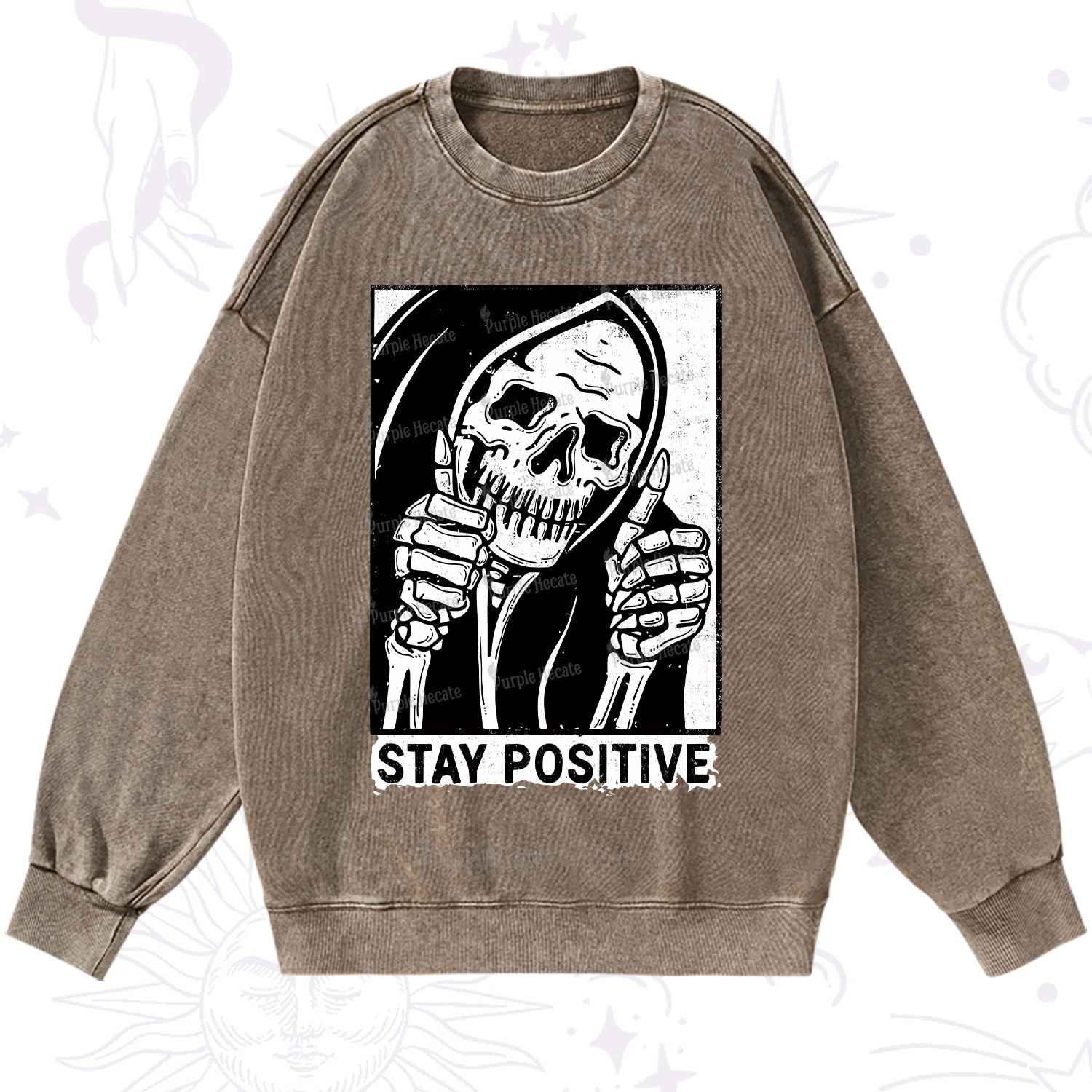 Purplehecate Stay Positive Washed Sweatshirt