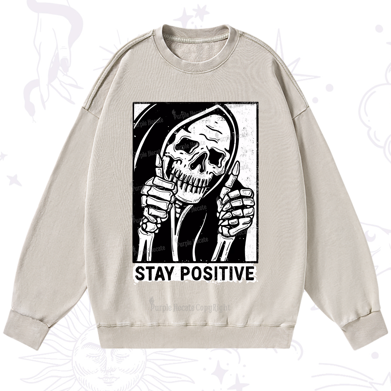 Purplehecate Stay Positive Washed Sweatshirt