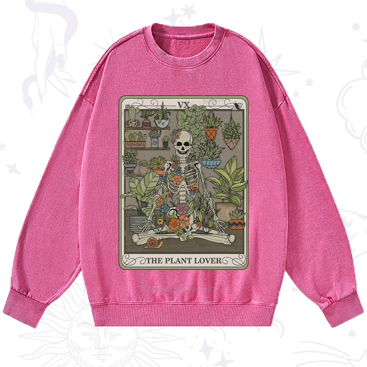 Purplehecate The Plant Lover Tarot Washed Sweatshirt