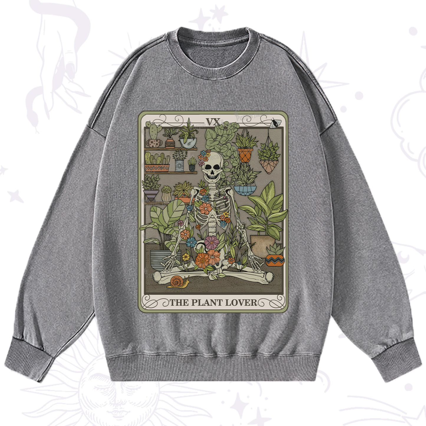 Purplehecate The Plant Lover Tarot Washed Sweatshirt