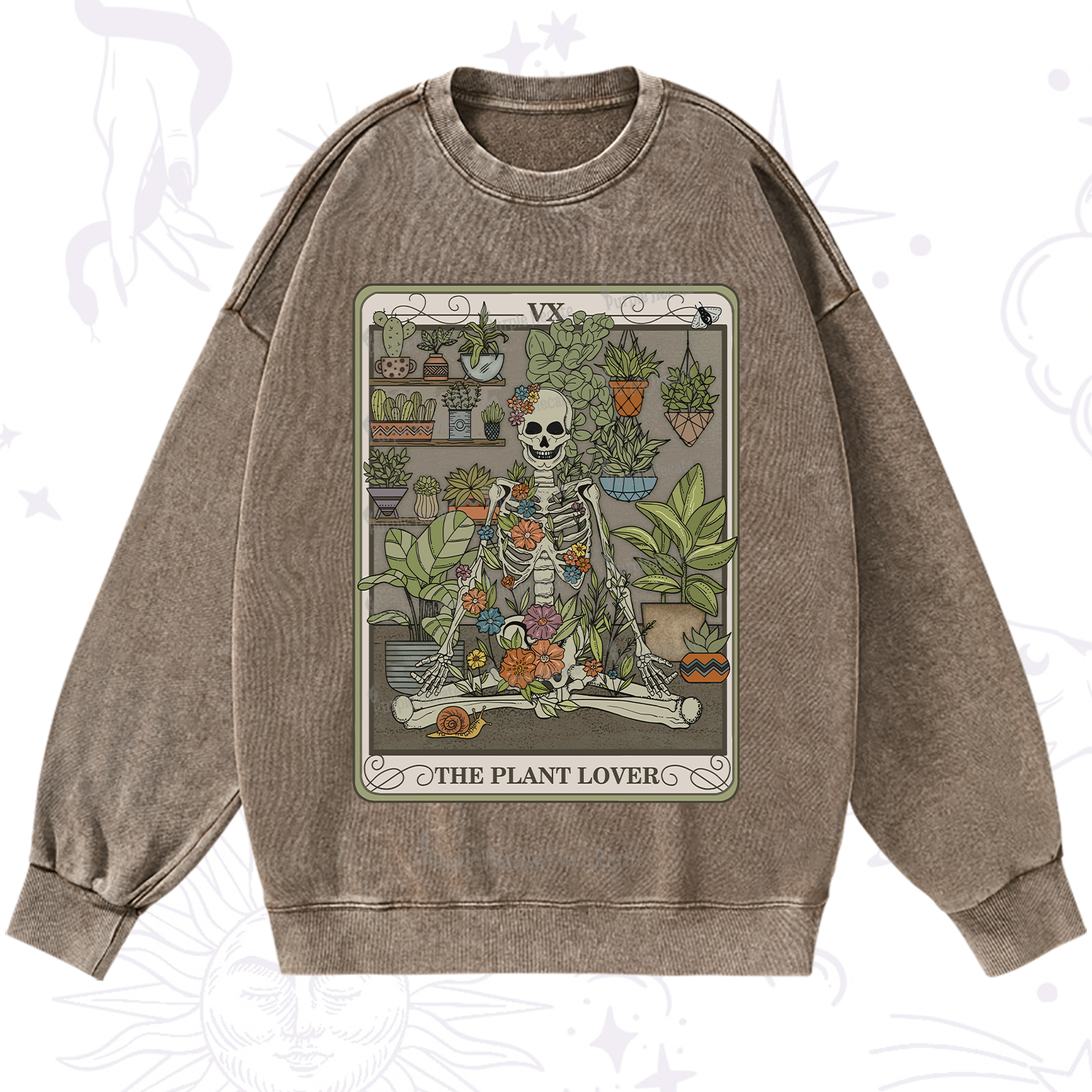Purplehecate The Plant Lover Tarot Washed Sweatshirt