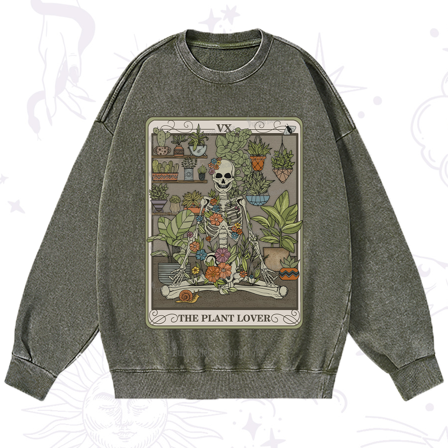 Purplehecate The Plant Lover Tarot Washed Sweatshirt