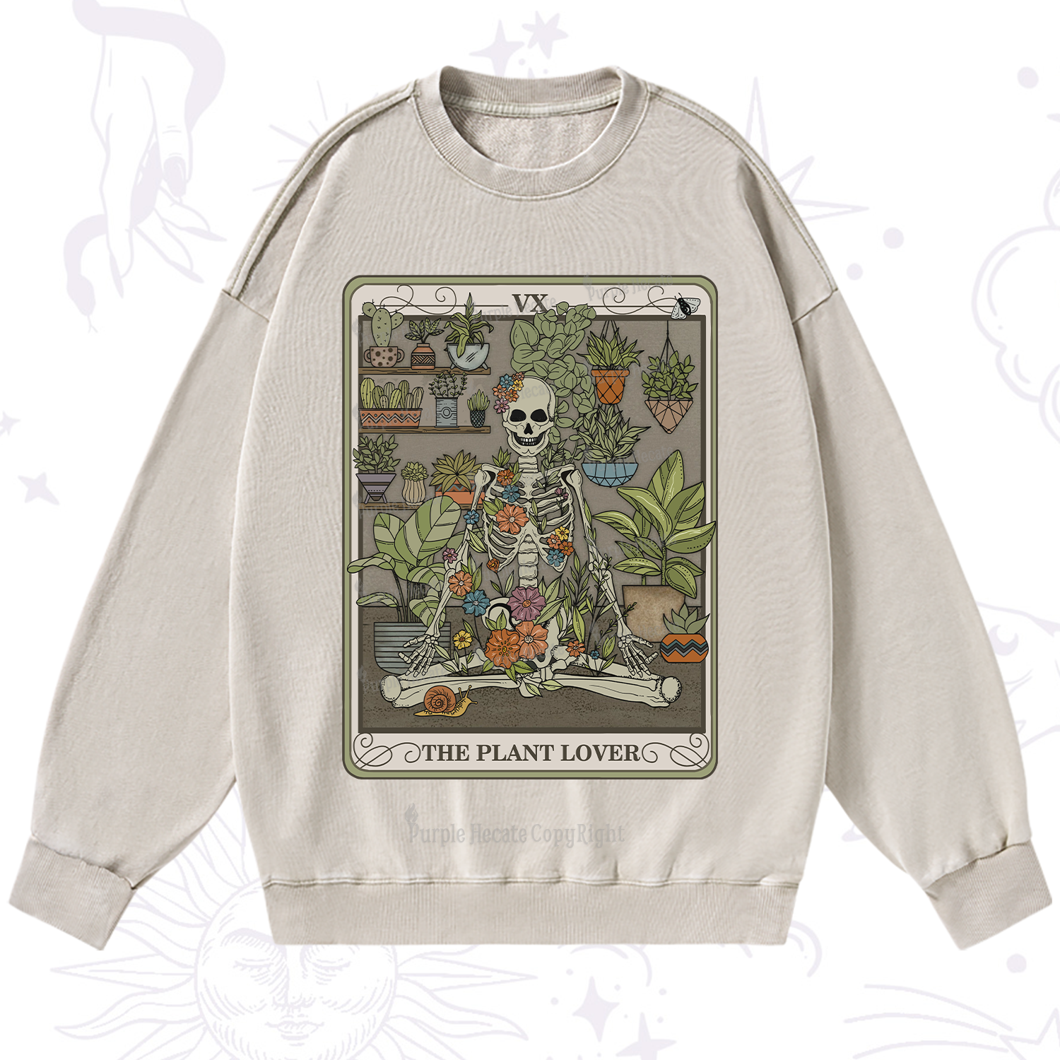 Purplehecate The Plant Lover Tarot Washed Sweatshirt