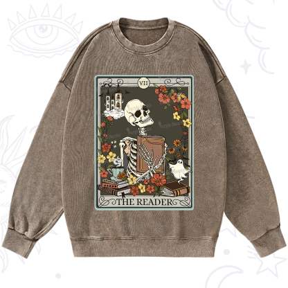 Purplehecate The Reader Tarot Card Washed Sweatshirt