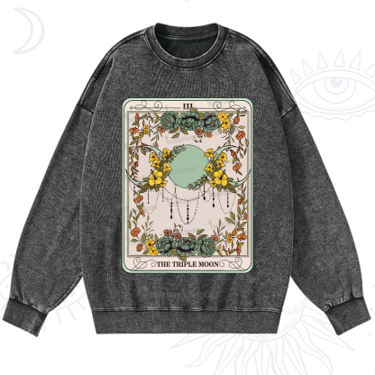 Purplehecate The Triple Moon Tarot Washed Sweatshirt