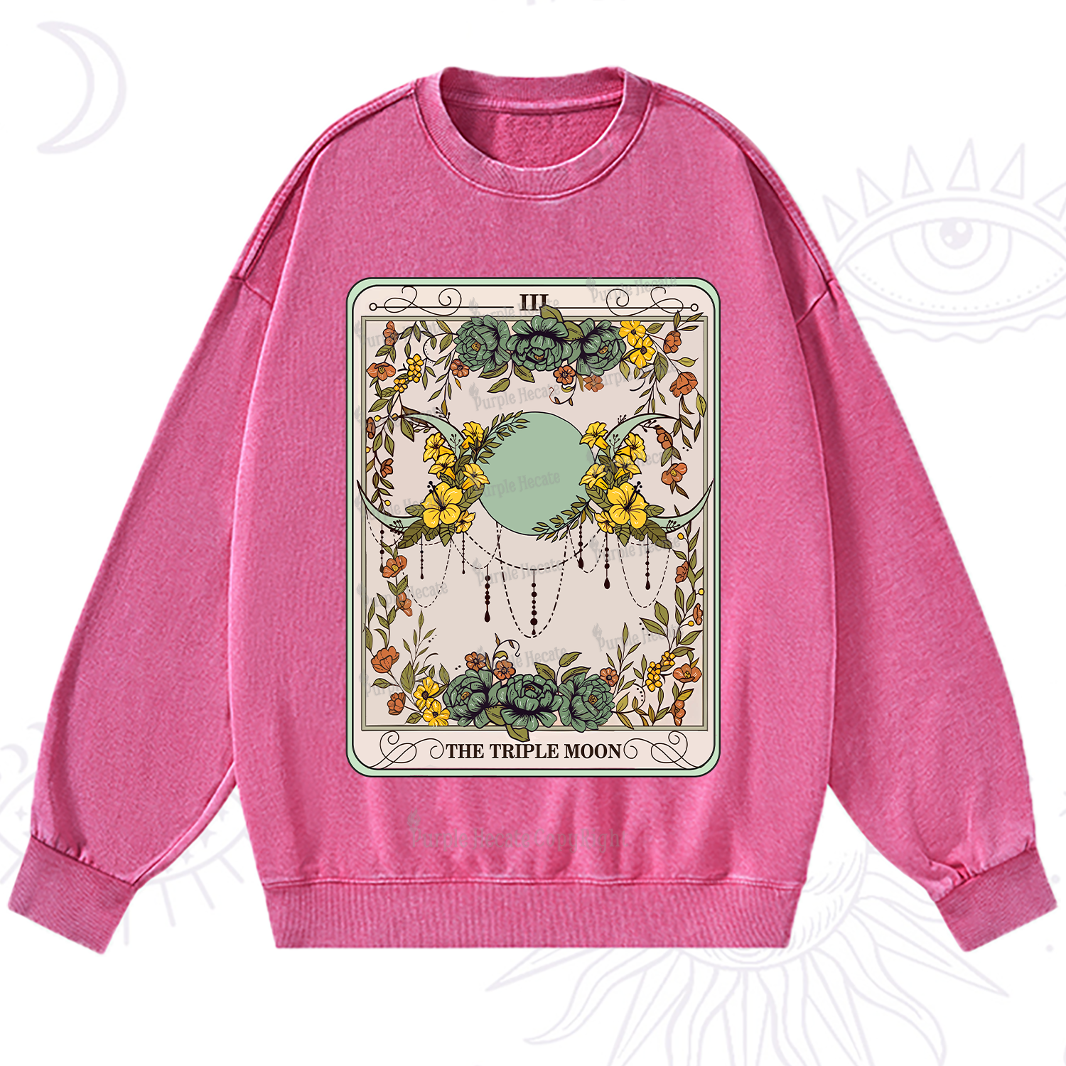 Purplehecate The Triple Moon Tarot Washed Sweatshirt