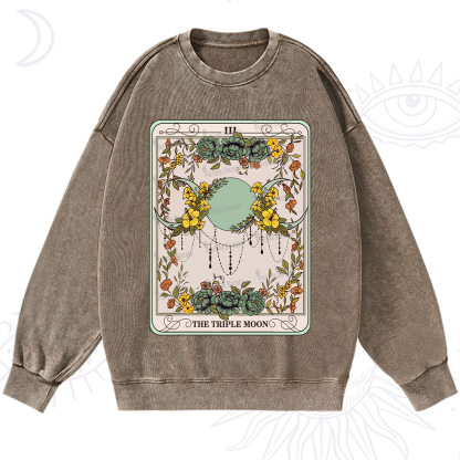Purplehecate The Triple Moon Tarot Washed Sweatshirt