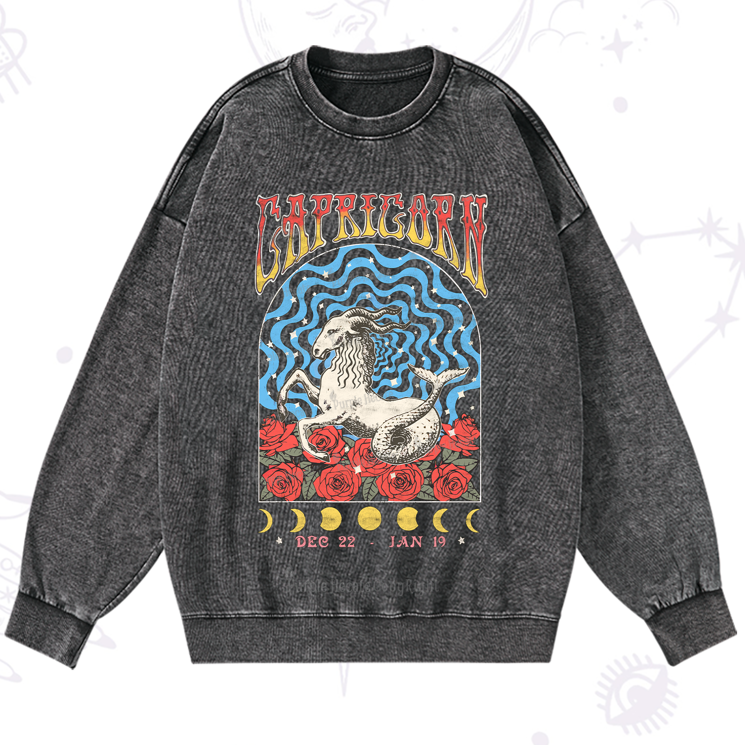 Purplehecate Capricorn Crew Zodiac Washed Sweatshirt