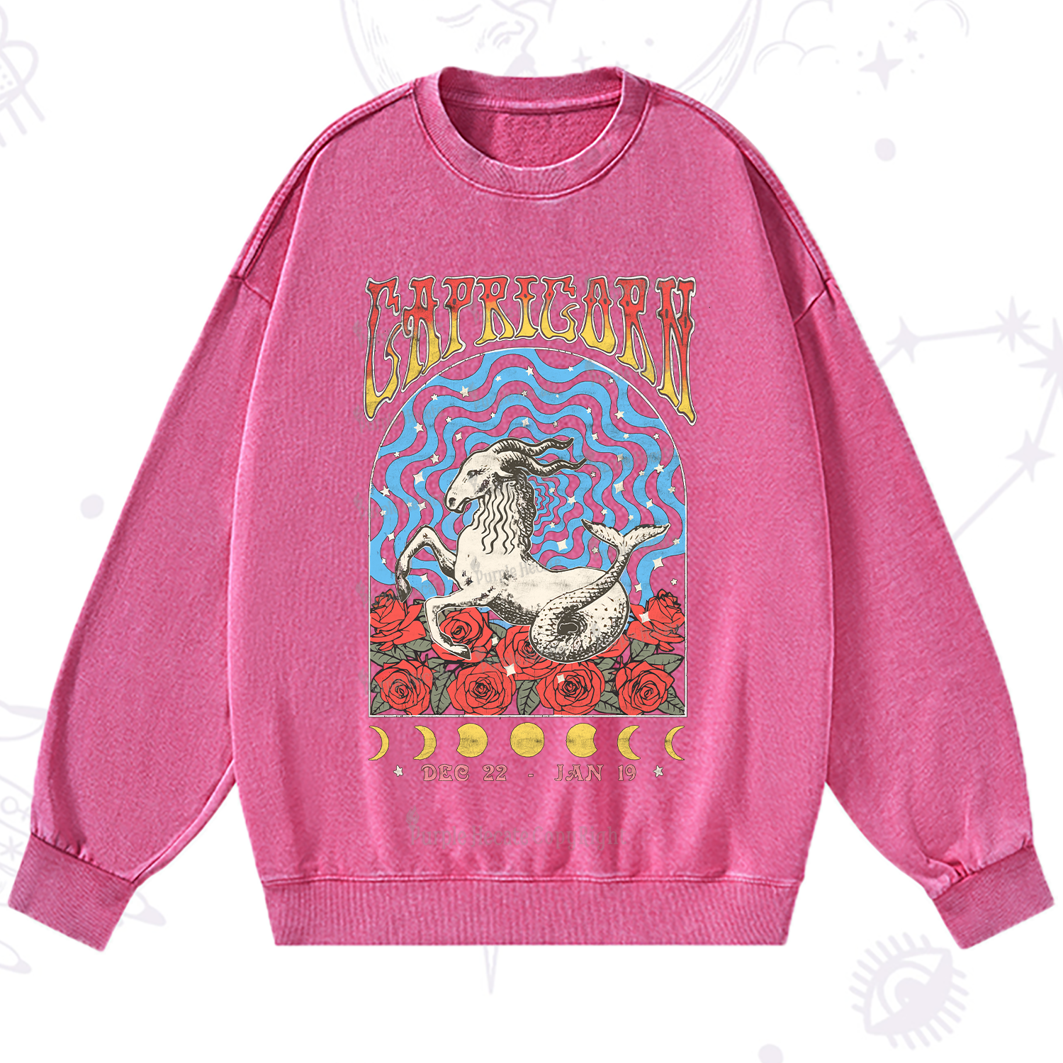 Purplehecate Capricorn Crew Zodiac Washed Sweatshirt