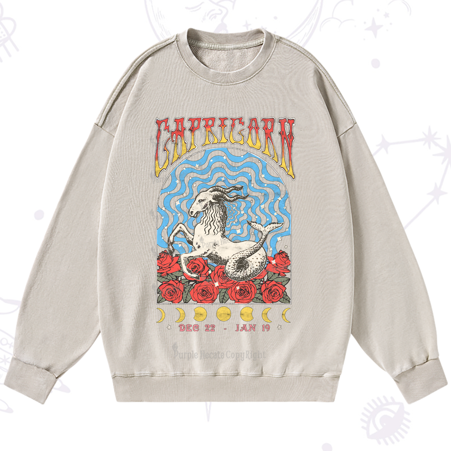 Purplehecate Capricorn Crew Zodiac Washed Sweatshirt