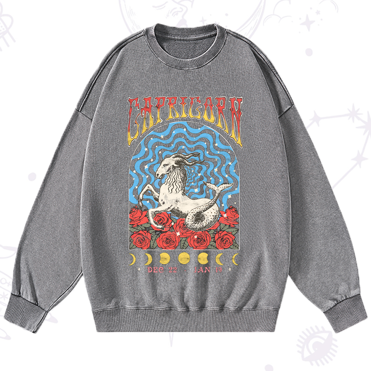 Purplehecate Capricorn Crew Zodiac Washed Sweatshirt