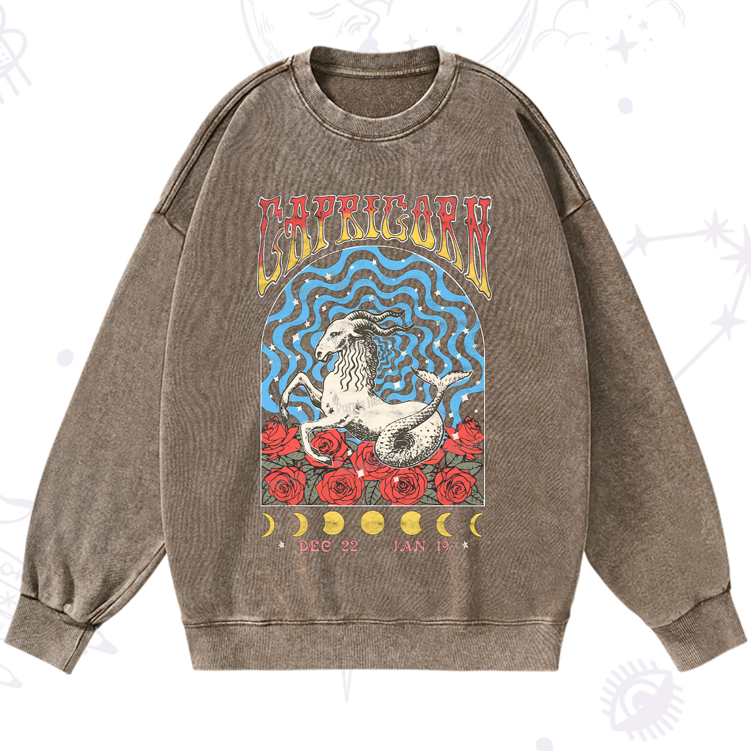 Purplehecate Capricorn Crew Zodiac Washed Sweatshirt