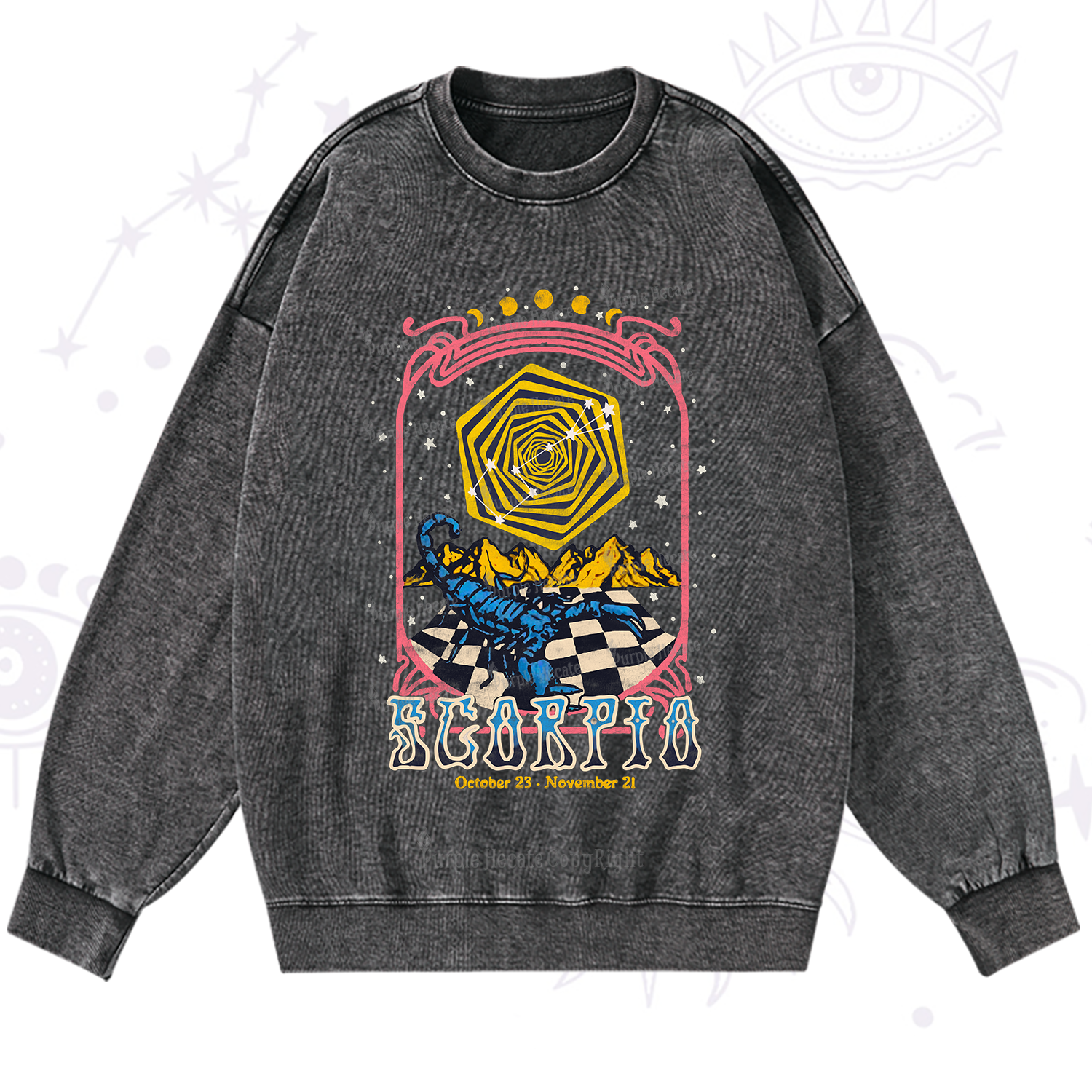 Purplehecate Scorpio Crew Zodiac Washed Sweatshirt