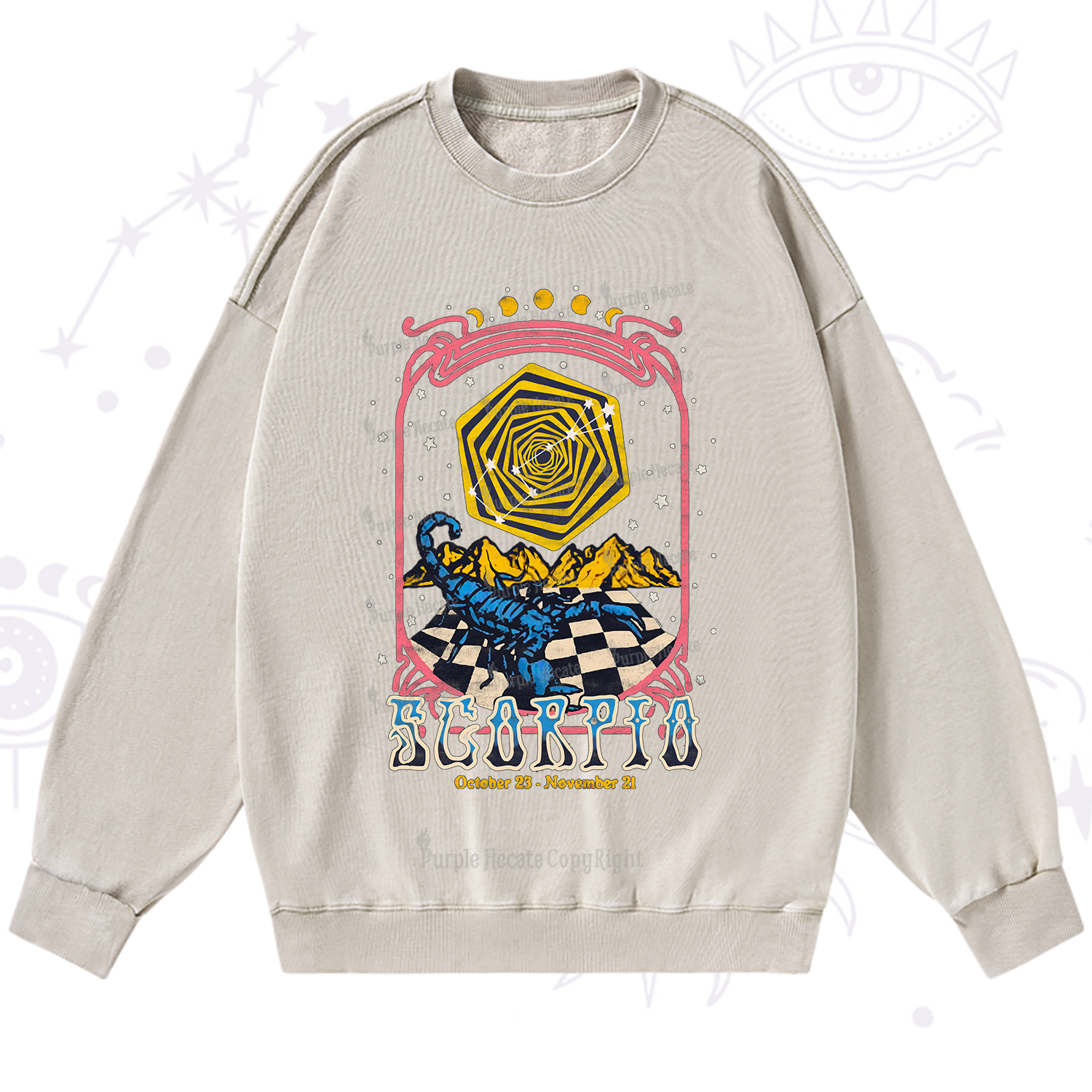 Purplehecate Scorpio Crew Zodiac Washed Sweatshirt