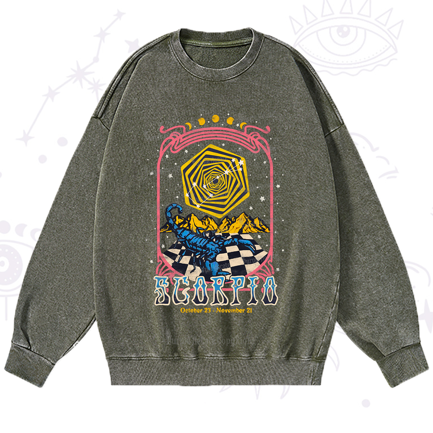 Purplehecate Scorpio Crew Zodiac Washed Sweatshirt