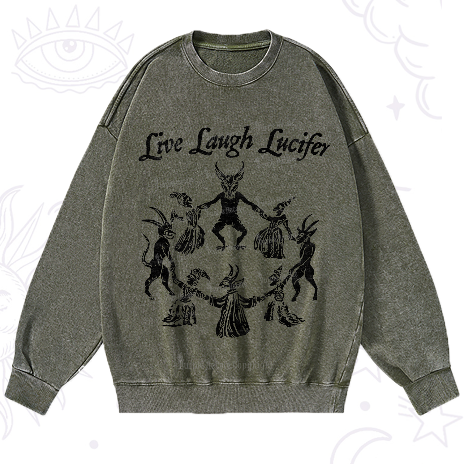 Purplehecate Live Laugh Lucifer Washed Sweatshirt
