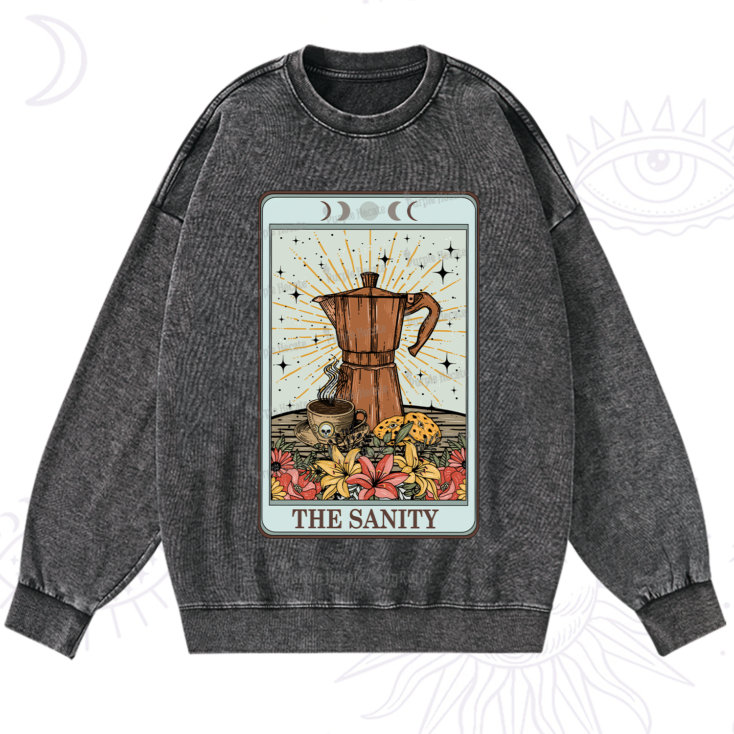 Purplehecate The Sanity Food Tarot Washed Sweatshirt