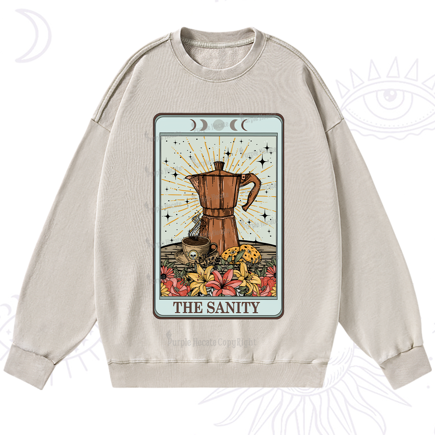 Purplehecate The Sanity Food Tarot Washed Sweatshirt
