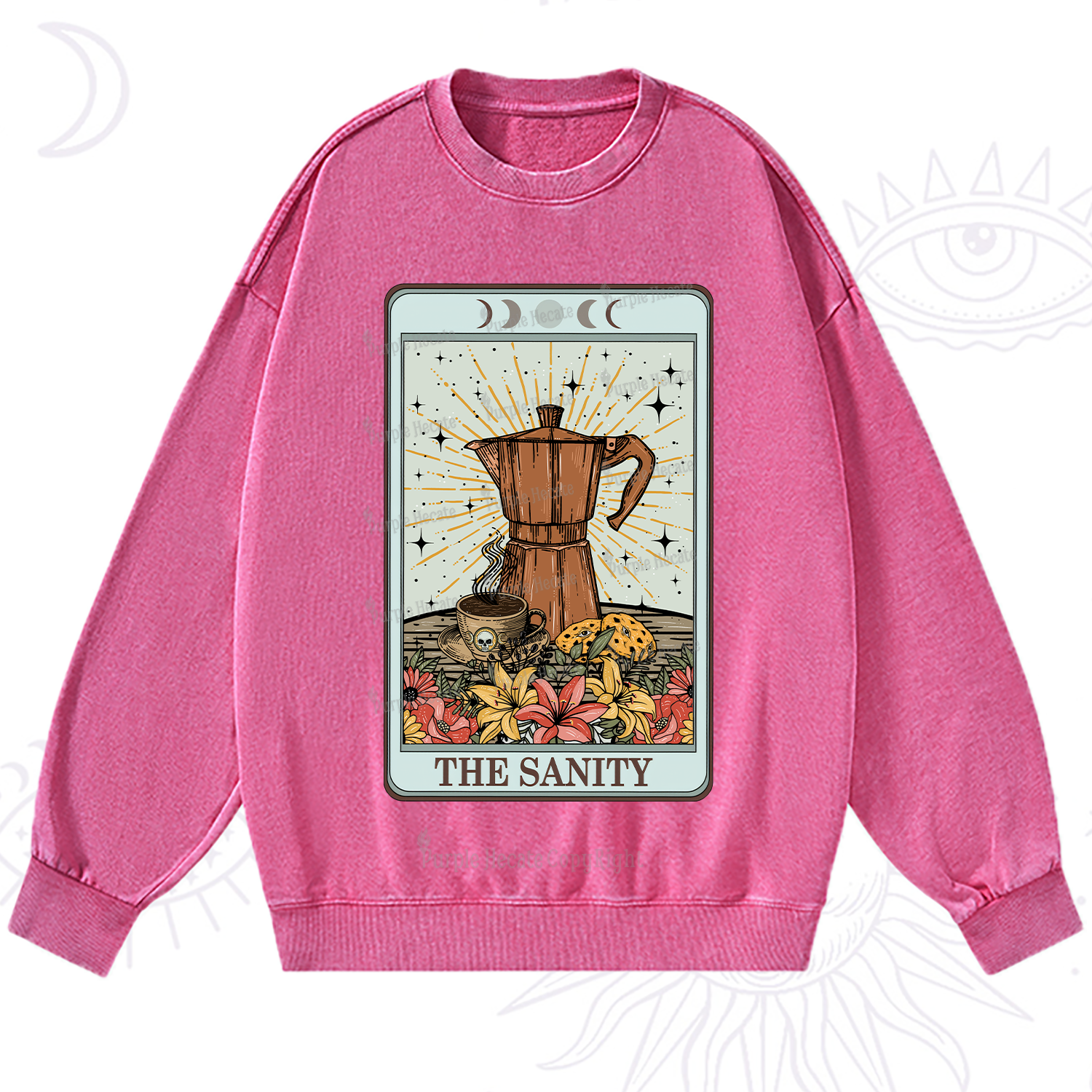 Purplehecate The Sanity Food Tarot Washed Sweatshirt