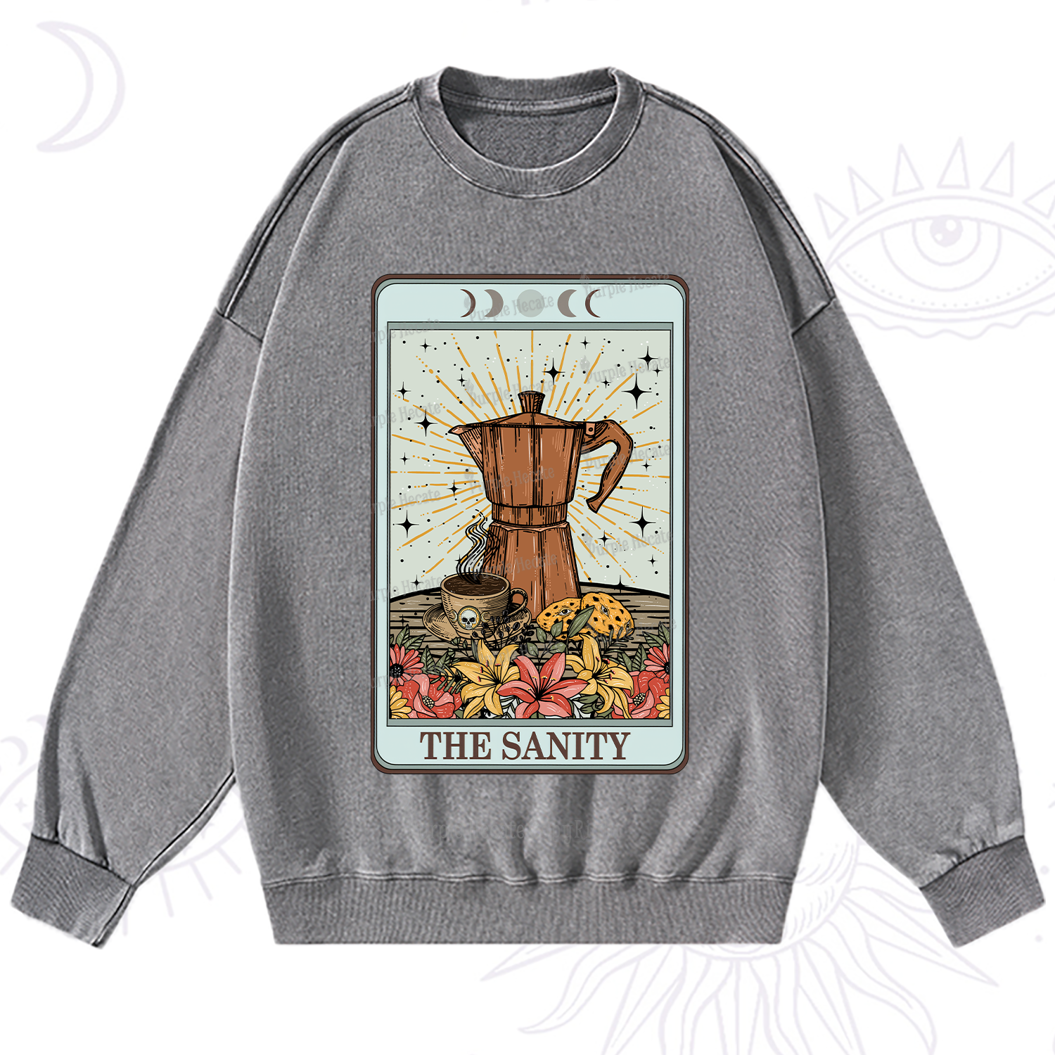 Purplehecate The Sanity Food Tarot Washed Sweatshirt