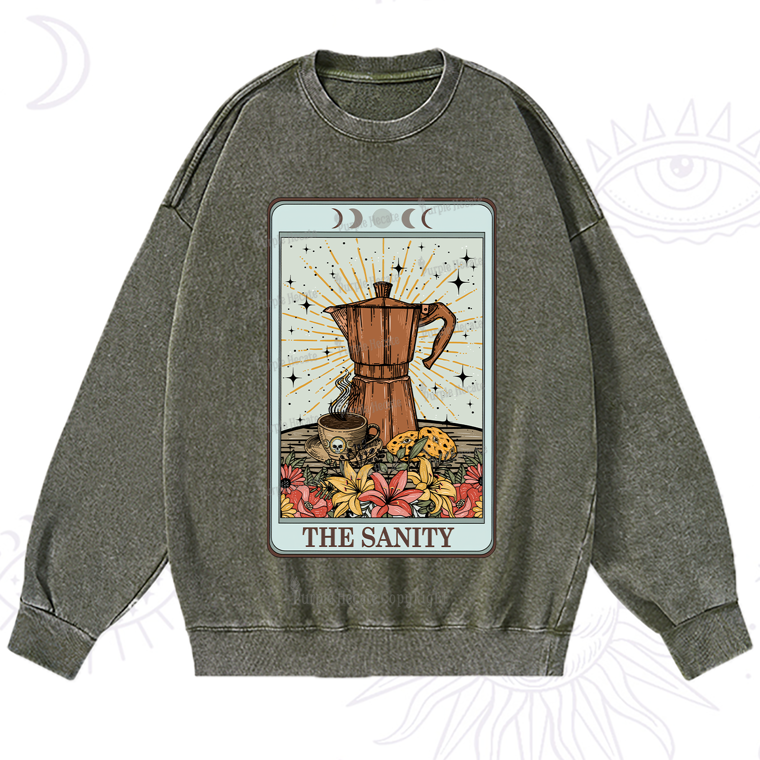 Purplehecate The Sanity Food Tarot Washed Sweatshirt