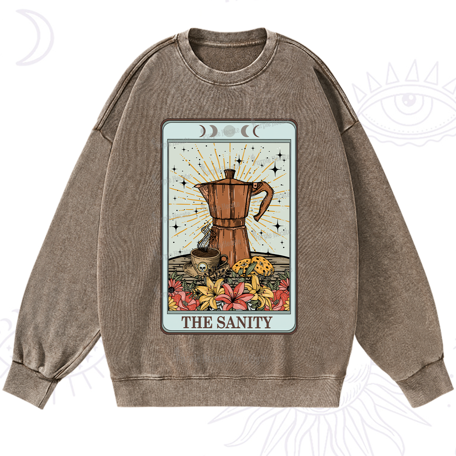 Purplehecate The Sanity Food Tarot Washed Sweatshirt