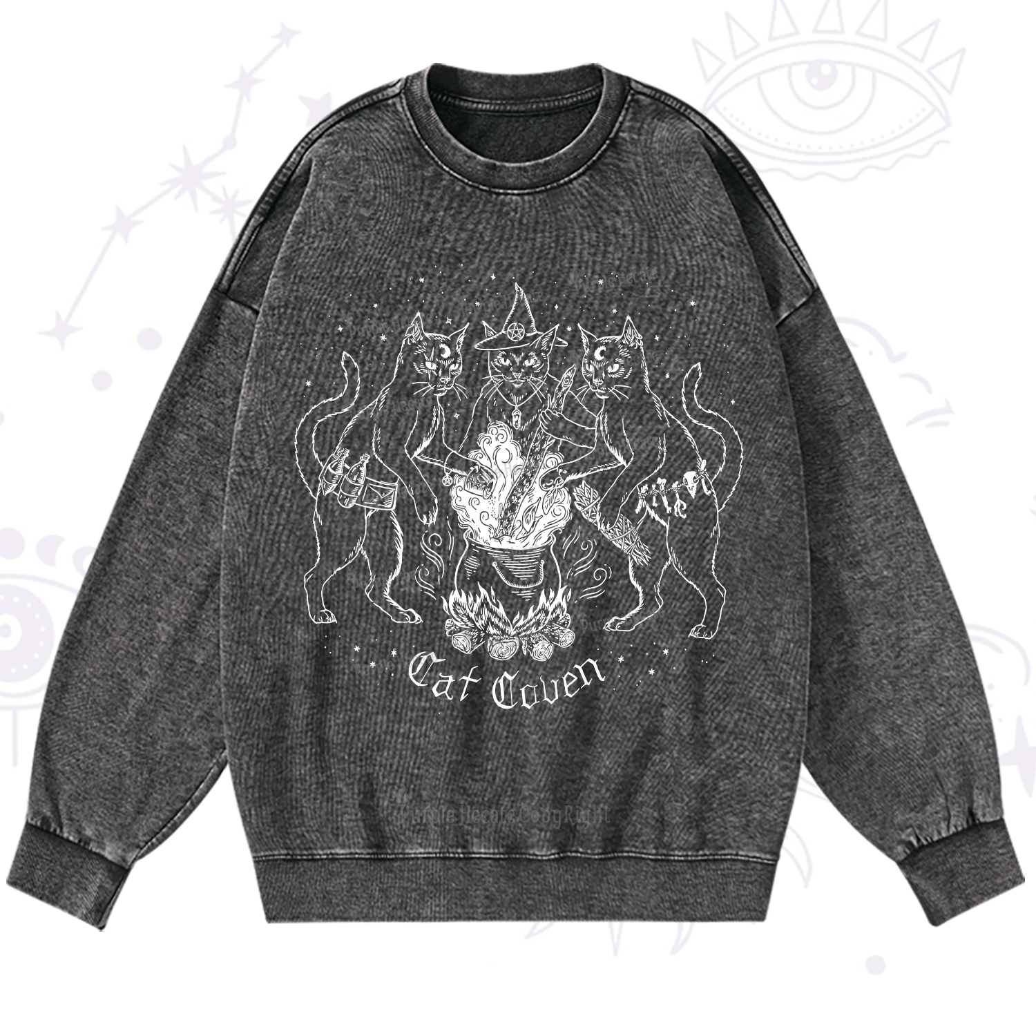 Purplehecate Cat Coven Washed Sweatshirt