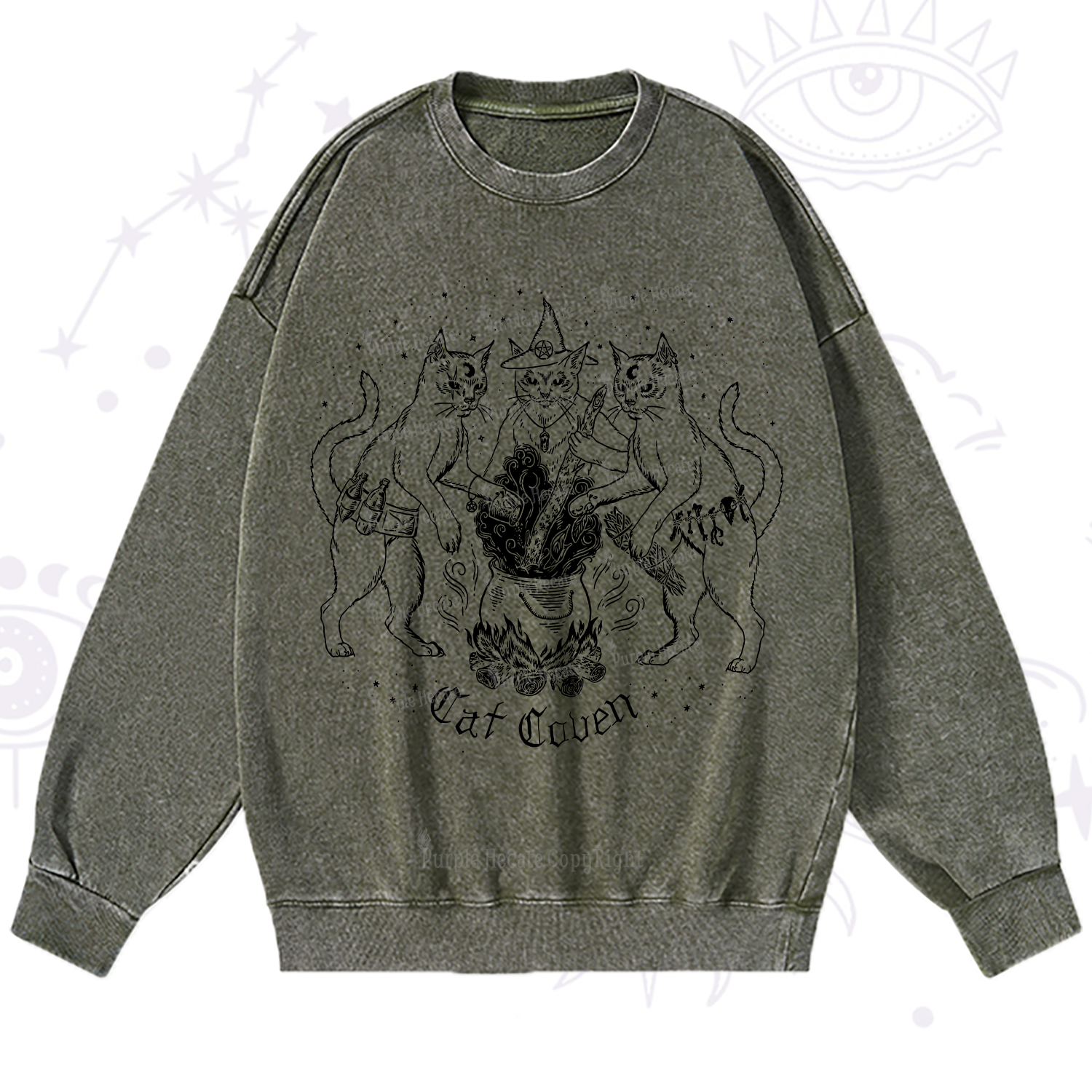 Purplehecate Cat Coven Washed Sweatshirt