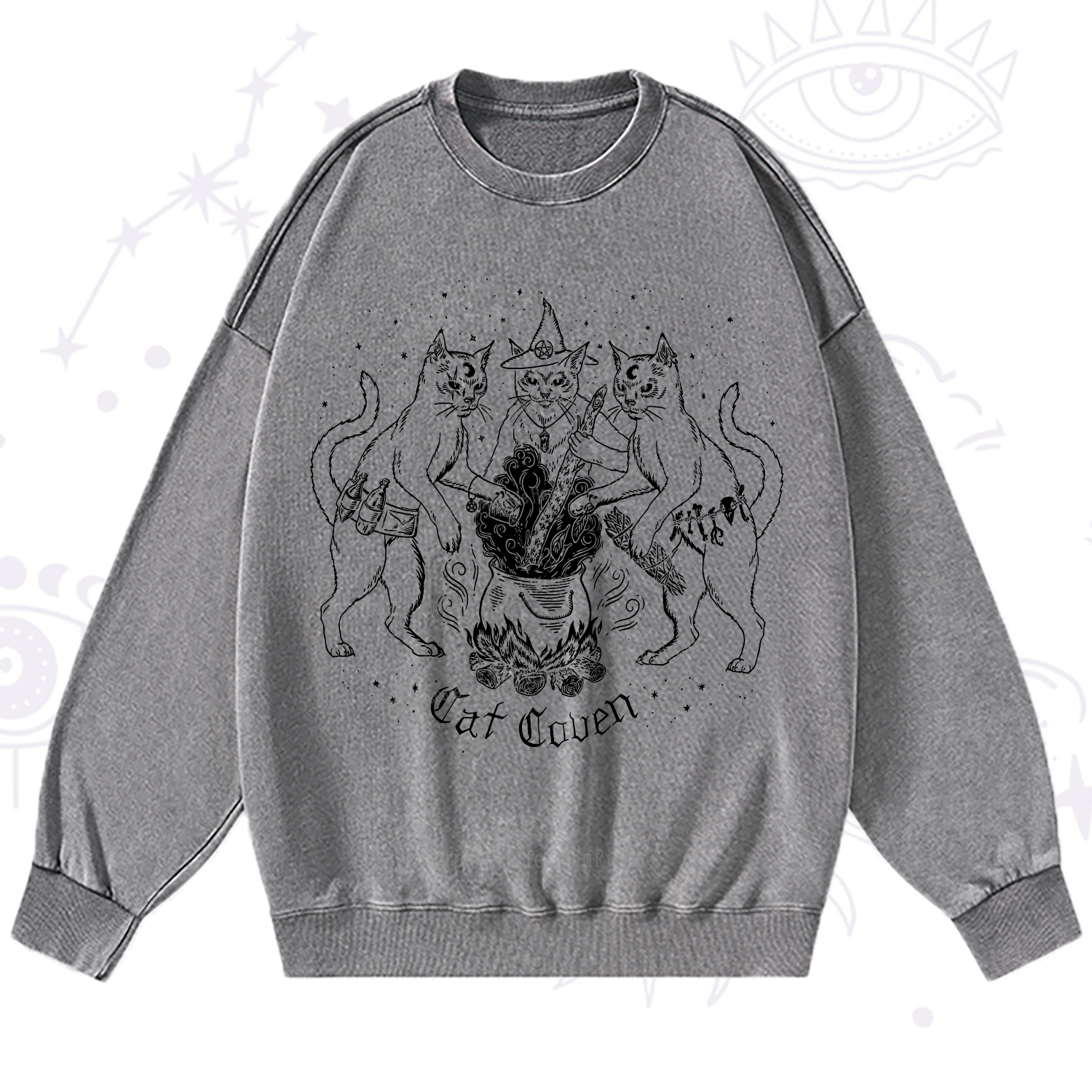Purplehecate Cat Coven Washed Sweatshirt