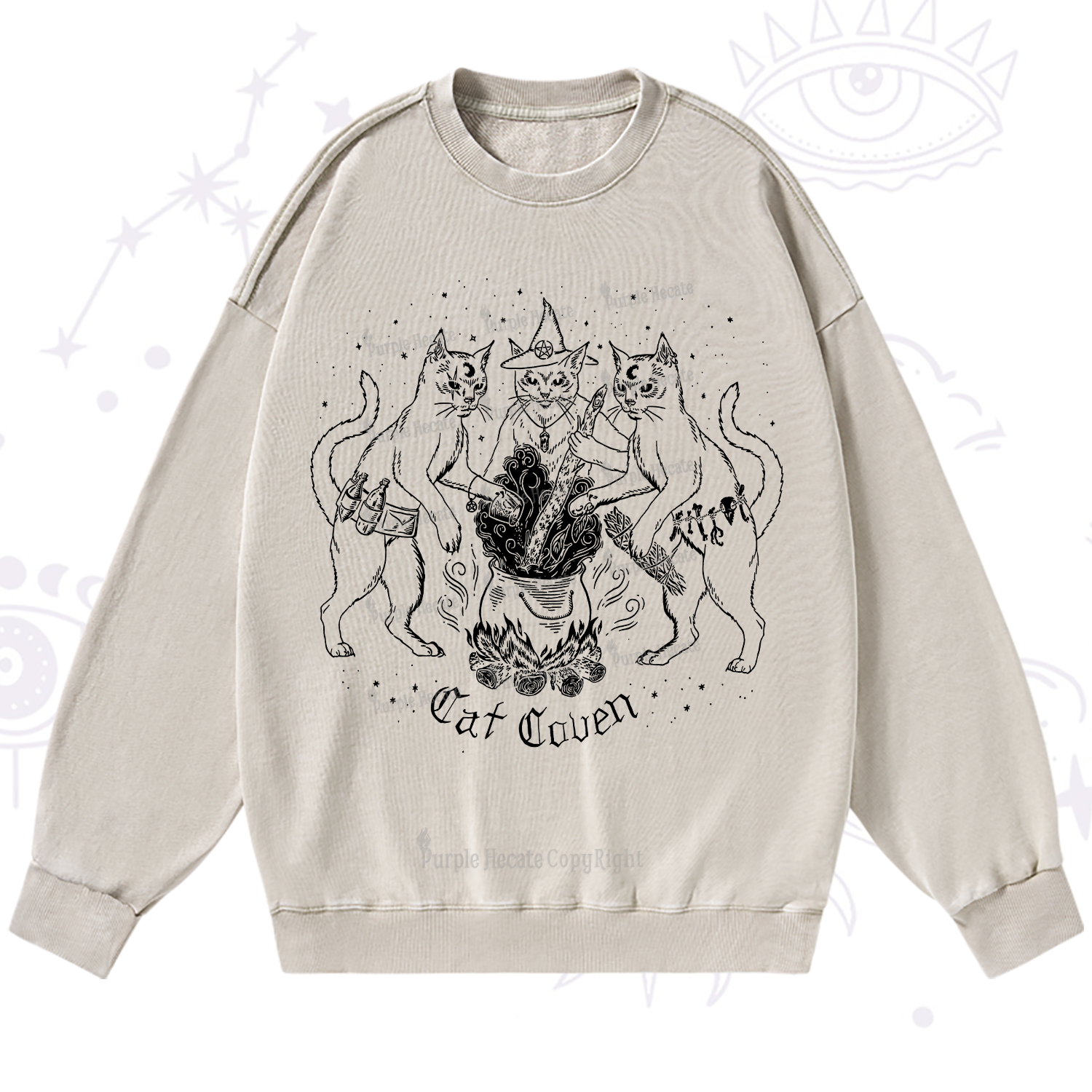 Purplehecate Cat Coven Washed Sweatshirt