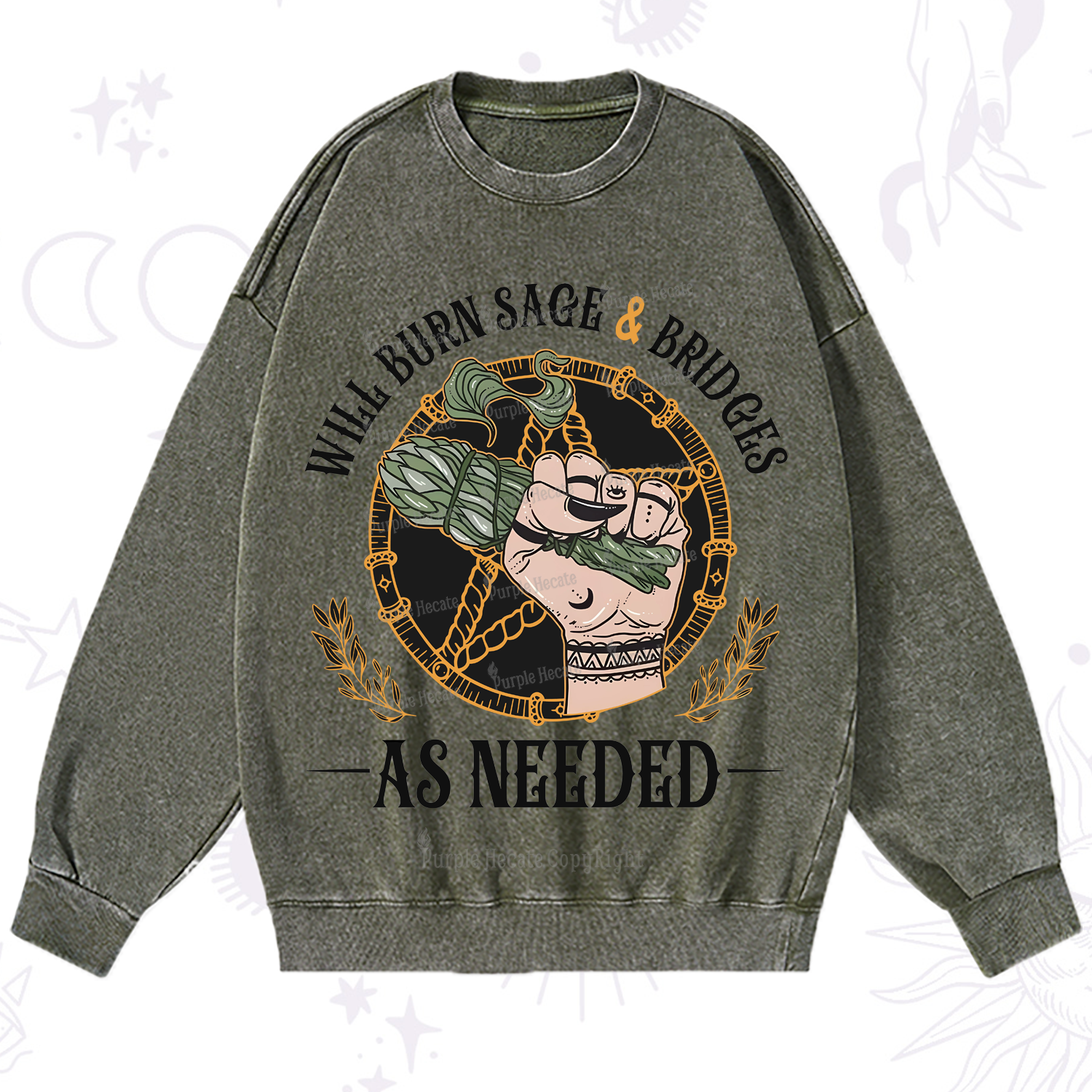 Purplehecate Will Burn Sage And Bridges Washed Sweatshirt