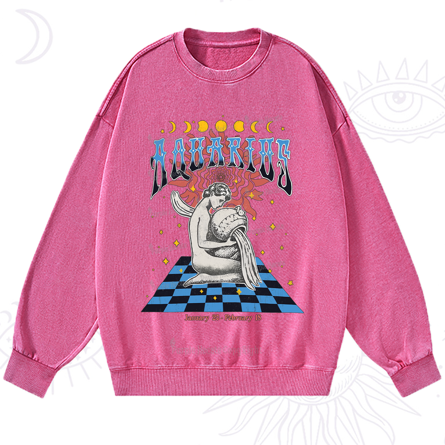 Purplehecate Aquarius Crew Zodiac Washed Sweatshirt