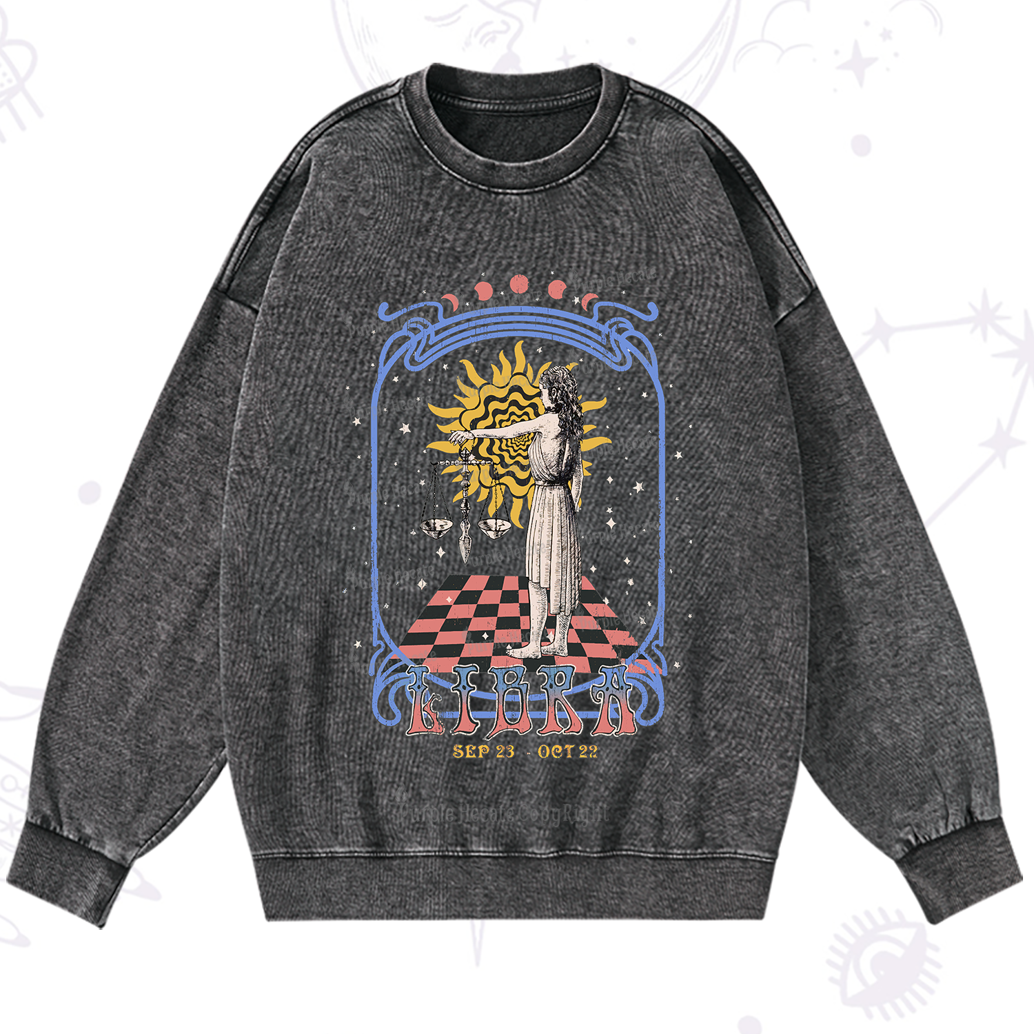 Purplehecate Libra Crew Zodiac Washed Sweatshirt