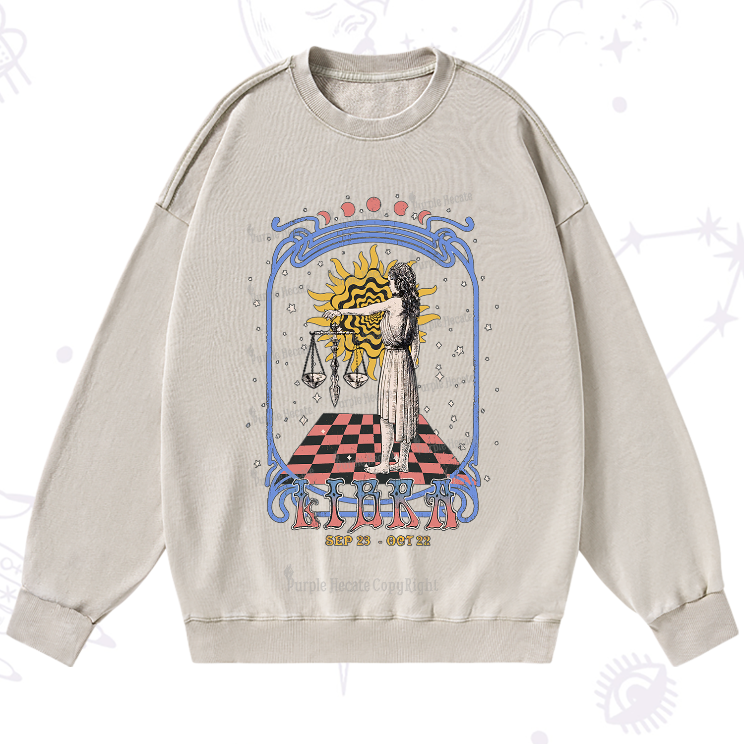Purplehecate Libra Crew Zodiac Washed Sweatshirt