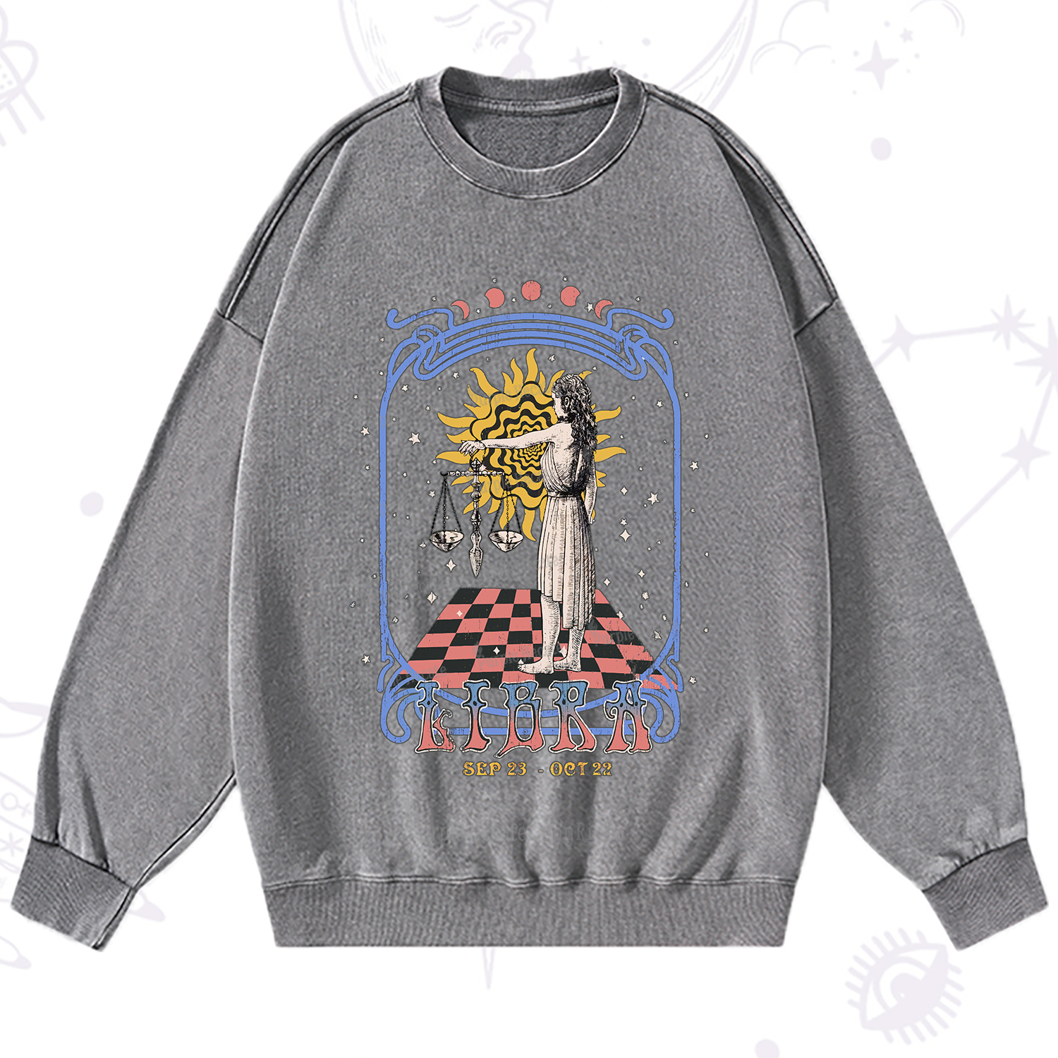 Purplehecate Libra Crew Zodiac Washed Sweatshirt