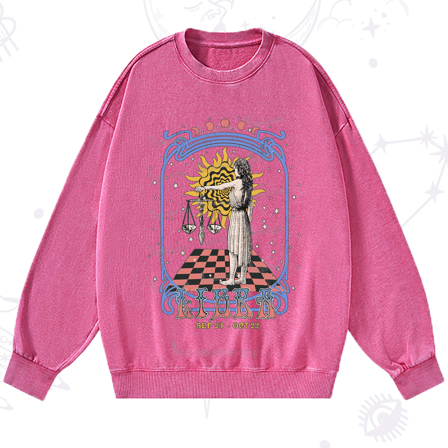 Purplehecate Libra Crew Zodiac Washed Sweatshirt