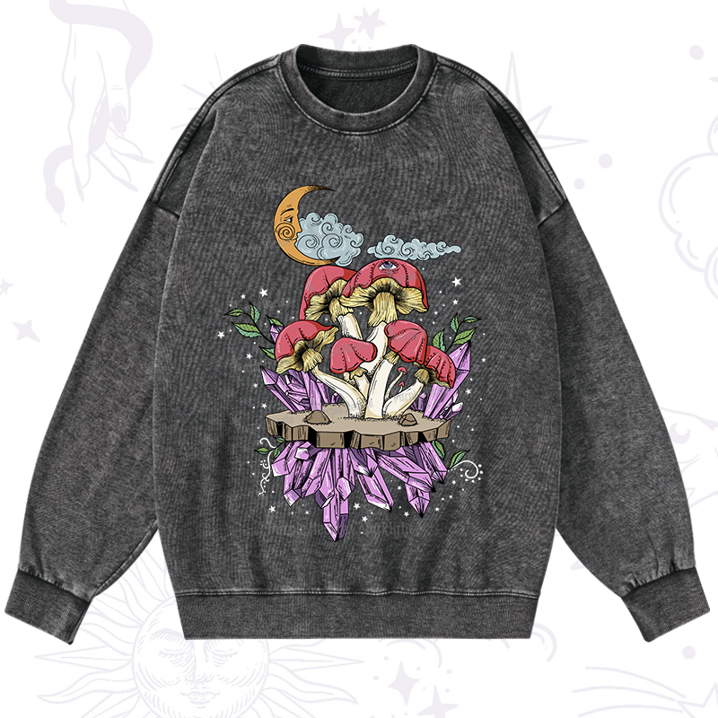 Purplehecate Fantasy Mushroom Washed Sweatshirt