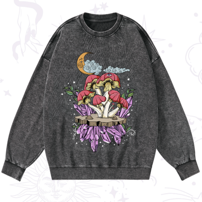 Purplehecate Fantasy Mushroom Washed Sweatshirt